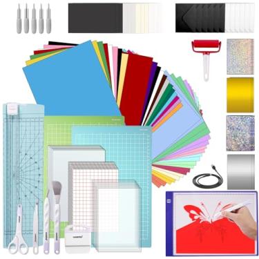 Imagem de Kit inicial para Cricut Joy Xtra, 116 peças, conjunto de acessórios e suprimentos para máquina de corte, conjunto de ferramentas de artesanato para iniciantes, pacote de material com ferramenta de