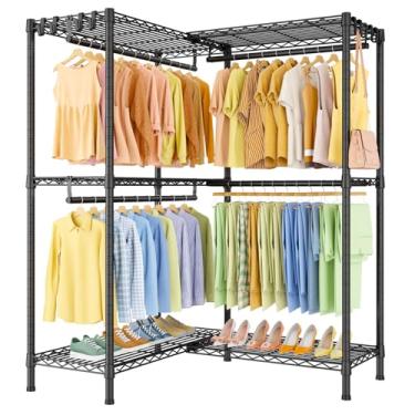 Imagem de ULIFHOME E15 Rack de roupas em forma de L para canto