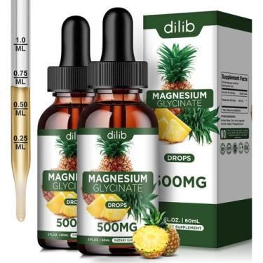 Imagem de (Pacote com 2) Gotas líquidas de glicinato de magnésio 500 mg 120 mL v