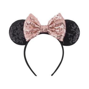 Imagem de Tiara De Orelhas De Rato Com Lantejoulas E Laço Para Meninas Com Pérol