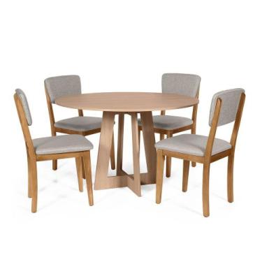 Imagem de Mesa de Jantar Redonda Montreal Jade com 4 Cadeiras Estofadas Ella Cin