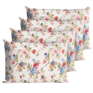 Imagem de 4 Fronhas Avulsas Percal 200 Fios Algodão Ponto Palito Floral - Casa H