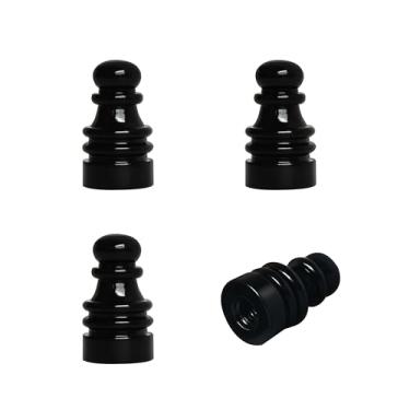 Imagem de 4 peças de acabamento de abajur para abajur, acabamento decorativo para lâmpadas rosqueadas, botão de tampa para candeeiros de mesa ou de chão (preto)