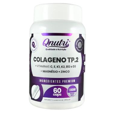 Imagem de Colágeno Tipo 2 e Tipo 1 60 Cápsulas UC II vitaminas C D3 K1 K2 E B12 magnésio zinco fibras Qnutri