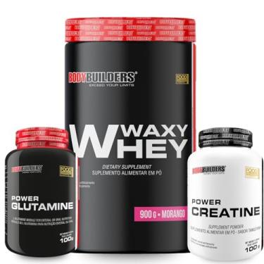 Imagem de Kit Waxy Whey 900g + Power Creatine 100g + Power Glutamine 100g - Bodybuilders (Médio, Morango)