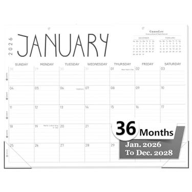 Imagem de GuassLee Calendário de mesa 2025, calendário de mesa de 36 meses de junho de 2025 a maio de 2028, agenda de mesa mensal de 35,5 x 28 cm com papel grosso para planejamento e organização escolar de
