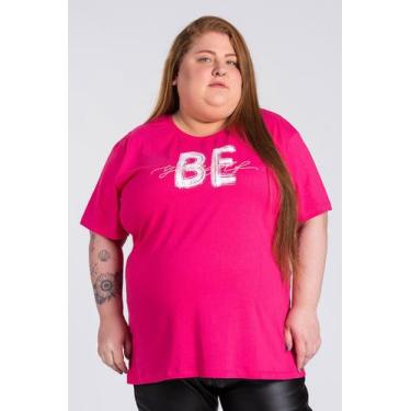 Imagem de T-shirt Feminina Plus Size Algodão c/ Estampa" BE Yourself" - Serena, 