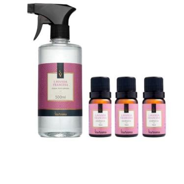 Imagem de Kit 1 Água Perfumada Spray 500 ml E 3 Essências De Lavanda Francesa Vi