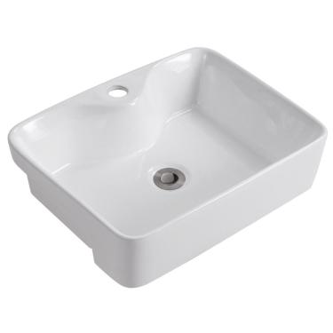 Imagem de Cuba Pia Semi Encaixe Retangular Para Banheiro/lavabo 48x37cm Lume Zagonel Louças - Com Deck - Branco