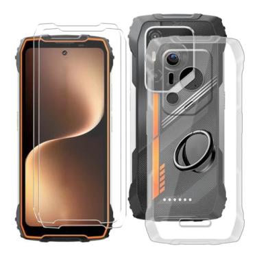 Imagem de YQINHHME Capa transparente para Oscal Pilot 3 (6,7 polegadas) com 2 protetores de tela + suporte magnético de anel de 360°, capa protetora fina à prova de choque capa de telefone de silicone macio