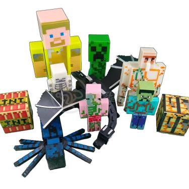 Imagem de Kit Minecraft Dragão 3 Bonecos 1 Creeper 1 Aranha Azul