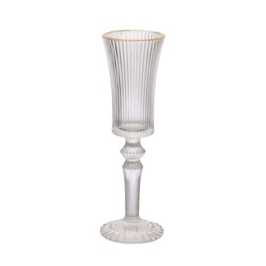 Imagem de Haüskraf - Taça para champanhede vidro graffiato com borda dourada 150ml 6 peças
