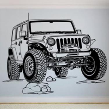 Imagem de Adesivos de parede de veículos off-road, pôsteres de parede Jeep, decalques artísticos de carro, decorações de quarto infantil, murais 115 x 103 cm