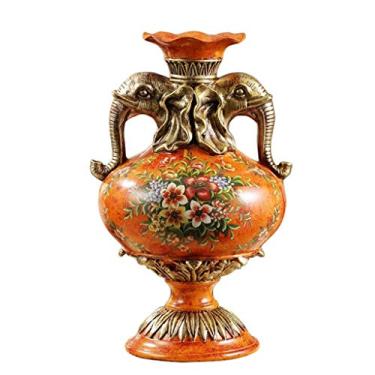 Imagem de CUTPOIY Vaso de flores grande de resina retrô estilo americano para sala de estar, sala de jantar, mesa de centro de mesa, quarto, escritório, hotel, decoração de casa, vasos decorativos altos