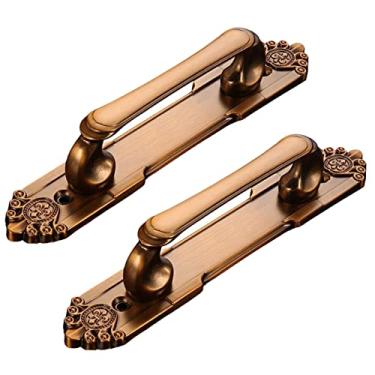 Imagem de Puxador criativo para móveis - Maçaneta de porta deslizante antiga europeia, puxadores de porta de armário de metal retrô, puxadores de porta de hardware para guarda-roupa celeiro garagem armário de