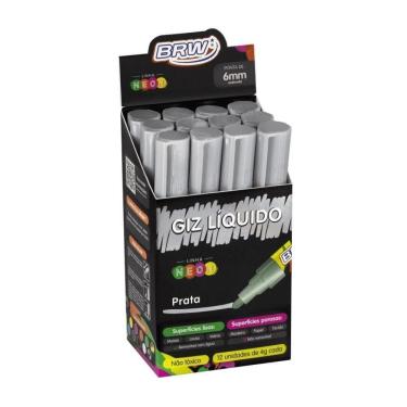 Imagem de Caixa Caneta Giz Líquido 6mm 4g Evoke Com 12 Unidades Brw Prata