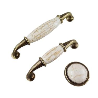 Imagem de CXYFQUUK Puxador de cerâmica para móveis, porta deslizante, gaveta, guarda-roupa, armários de cozinha, armário, cômoda, puxadores push pull, 2 peças (96 mm)