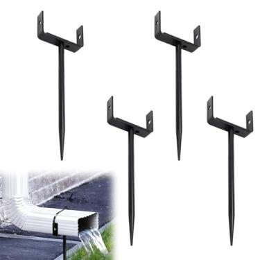 Imagem de Frstem Pacote com 4 suportes de calha para água da chuva e 2 peças de dobradiça de extensão de calha, suportes ajustáveis, âncoras de suporte de calha de ferro galvanizado resistente com revestimento