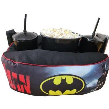 Imagem de Almofada Com Bolso Porta Pipoca Balde + Copos Batman Logo 1 - Maria do