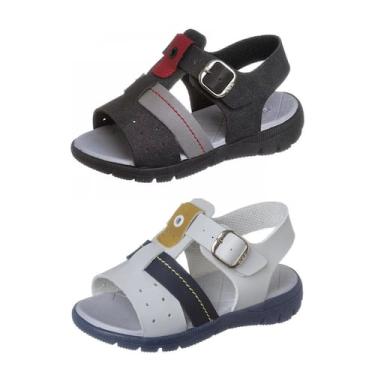 Imagem de Kit 2 Sandálias Infantil Papete Confortável Meninos Sola Macia - Redma