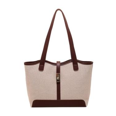 Imagem de Anuizxz Sacola feminina, bolsa de ombro elegante com alça superior, bolsa de lona durável e tecido de poliuretano para viagens, compras e uso diário, design versátil com alça transversal e bolsa de