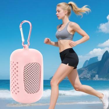 Imagem de Toalha refrescante super absorvente – envoltório de microfibra rosa de secagem rápida para ioga, corrida e atividades ao ar livre