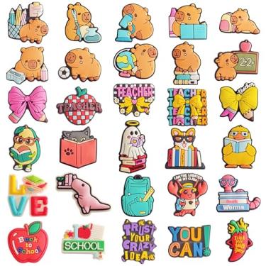 Imagem de YMHOETS 30 peças de berloques de sapato para meninas, meninos, tamancos fofos, acessórios para mulheres, homens, decoração de sapato, lembrancinha de festa, H-escolar