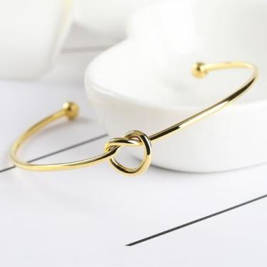 Imagem de Bracelete De Nó Nozinho Folheado A Doura e Prateado e Preto 18k Ajustá