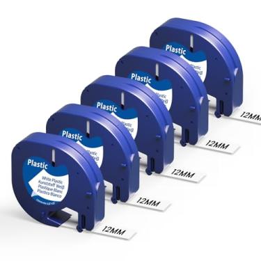 Imagem de Aonomi Substituição de fita plástica branca para refil DYMO Letratag compatível com Dymo Letratag Label Maker Refil 12 mm x 4 m (1/5.1 cm x 13') 91331 para Dymo Letra Tag 200B LT100H LT100T Plus, 5