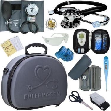Imagem de Kit Enfermagem Maleta Exclusia Top Estagio Estetoscopio Aparelho De Pr
