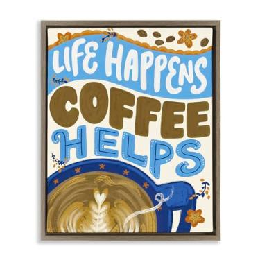 Imagem de Stupell Industries Arte de parede Life Happens Coffee Helps Gold Floater Canvas Floater, design por Connie Summers, 53 x 43 cm