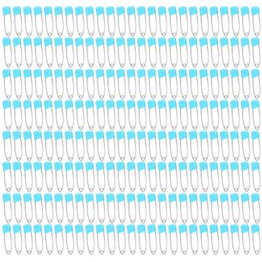 Imagem de Alfinetes de segurança de cabeça de plástico 200 peças clipe de travamento azul para vestido de bebê alfinetes de artesanato seguros e duráveis ​​em forma de U para roupas de