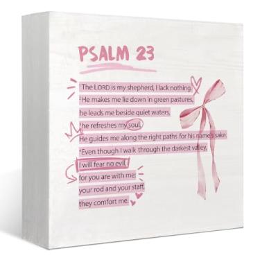 Imagem de FLVGE Sinal de caixa de madeira com versículo bíblico inspirador, presentes cristãos para mulheres, fé, presentes de oração para mulheres, placa de decoração cristã rosa para quarto de meninas