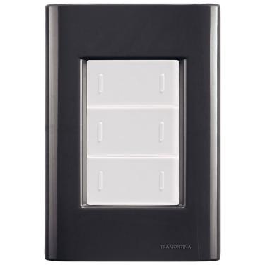 Imagem de Cj Placa Três Interruptor Triplo Giz Grafite Tramontina Completo Pronto Tramontina