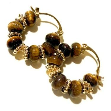 Imagem de Brinco boho chique boêmio étnico casual marrom/dourado liga de zinco argola perfurada