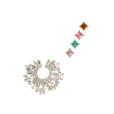 Imagem de 8 Other Reasons Conjunto de brincos Wicked Glisten 5 peças – Brinco de declaração cristalina com 4 brincos multicoloridos, joias delicadas banhadas a ouro 14K