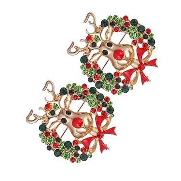 Imagem de Broche de liga de cabeça de alce de Natal em forma de guirlanda para homens e mulheres broche exclusivo de decoração de férias para festas, eventos temáticos, presente de Natal