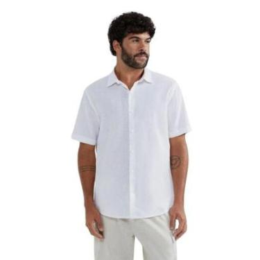Imagem de Camisa Hering Masculina Manga Curta Slim Linho Branca-Masculino