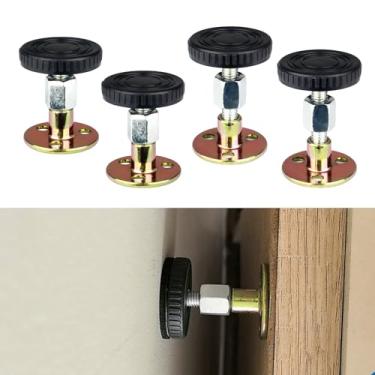 Imagem de 4 peças de tampas de cabeceira para parede, rolha de ruído de cama ajustável com proteção de parede com instalação rosqueada e adesivo ferramenta antivibração de cabeceira para cabeceiras, armários e