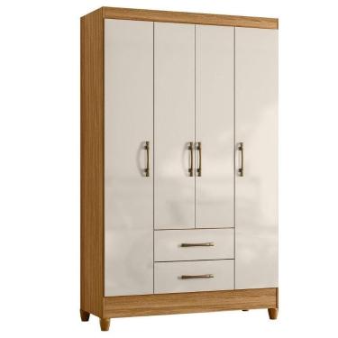 Imagem de Guarda Roupa Solteiro Paraty 4 Portas 111 Cm Freijo Off White Moval