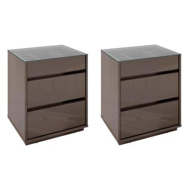 Imagem de Kit 2 Mesas De Cabeceira 3 Gavetas 010023 Cinza Perola Dcasa Cinza Perola