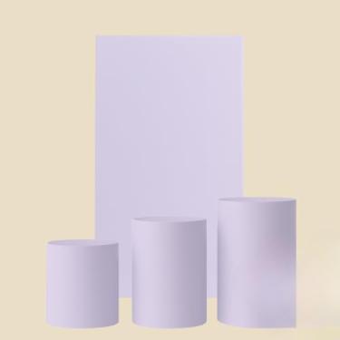 Imagem de Kit Capa De Painel Romano Liso Retângulo Dupla Face Duas Cores E Trio Cilindros De Malha Gel Premium(Lilás)