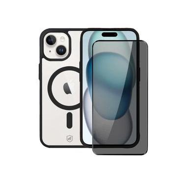 Imagem de Kit Capa Magsafe Preta e Pelicula Defender Pro Privacidade para iPhone 15 - Gshield