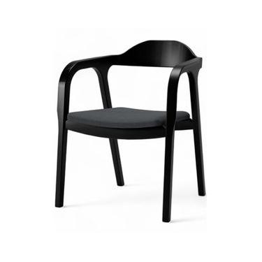 Imagem de Cadeira De Madeira Astom Assento Estofado 57 x 75 x 60 cm (L x A x P) - Cor Preto Tecido Linho 152B