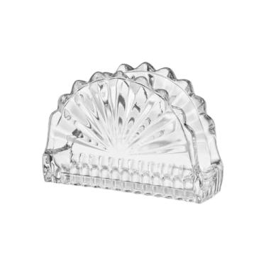 Imagem de Porta Guardanapo em Vidro Transparente 12cm – Design Leque Decorativo, Elegante para Mesa Posta e Decoração