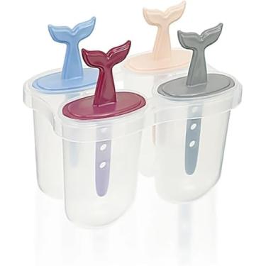 Imagem de Forma de Picolé Sereia Baleia, Kit com 4 Moldes Reutilizáveis, Design de Cauda de Baleia