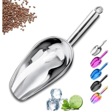 Imagem de Colher de gelo de metal, colher de gelo de cozinha para máquina de gelo, colher de gelo pequena de aço inoxidável para freezer, utensílios de cozinha, farinha de biscoito, colher de ração para cães