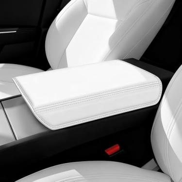 Imagem de QINQINTU Capa de console central de couro Tesla Model Y Junior (2025-2026) e modelo 3 (2024-2026) [toque suave e cor do assento] Capa de apoio de braço para Tesla Model 3 e Model Y Juniper Accessories