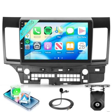 Imagem de Rádio estéreo automotivo 4 núcleos 4G + 128 G para Mitsubishi Lancer 2008-2017, sem fio Carplay Android Auto, 5G WiFi + GPS, rádio com tela sensível ao toque de 10 polegadas para Camry, câmera de