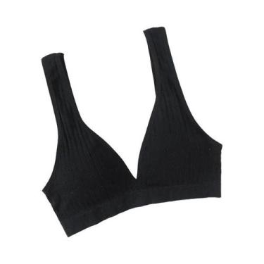 Imagem de Sutiã Esportivo Sem Costura Feminino Com Decote Profundo Em V, Sem Aro